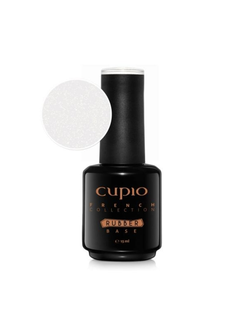 Rubber Base Milky White Shimmer Gold, Cupio, 15 ml